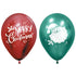 Merry Christmas Santa Metallic Reflex Latex Balloons 30cm 12pk