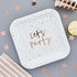 Metallic Mix Up Rose Gold 'Let's Party' NPC Paper Plates 23cm x 23cm 8pk