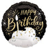 Birthday Wishes Black, Silver & Gold Foil Balloon 45cm Each