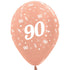 Age 90 Metallic Rose Gold Latex Balloons 30cm 25pk