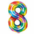 Bright Rainbow Large Number 8 Foil Balloon 54cm w x 87cm h Each