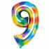 Bright Rainbow Large Number 9 Foil Balloon 57cm w x 91cm h Each