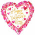 Happy Valentine's Day Heartful Jumbo Foil Balloon 71cm Each