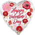 Happy Valentine's Day Satin Painted Flowers Jumbo Foil Balloon 71cm Each