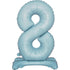 Pastel Blue Large Number 8 Air Filled Standing Foil Balloon 76cm Each