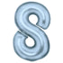 Pastel Blue Large Number 8 Silk Lustre Foil Balloon 54cm w x 87cm h Each