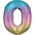 Pastel Rainbow Large Number 0 Foil Balloon 64cm w x 90cm h Each