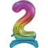 Rainbow Large Number 2 Air Filled Standing Foil Balloon 76cm Each