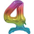 Rainbow Large Number 4 Air Filled Standing Foil Balloon 76cm Each