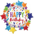 Satin Happy Birthday Star SuperShape Foil Balloon 76cm x 76cm Each