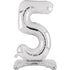 Silver Large Number 5 Air Filled Standing Foil Balloon 76cm Each