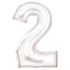 White Large Number 2 Silk Lustre Foil Balloon 55cm w x 86cm h Each