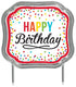 Happy Birthday Primary Colours Plastic Cake Topper 11.4cm x 12.7cm Each