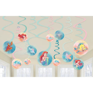 Decorations - Hanging Swirls The Little Mermaid Spiral Swirls Hanging Decorations 12pk