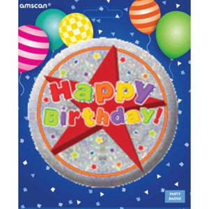 Games & Favors - Favors, Activity Kit & Stickers Happy Birthday Badge 6cm Each