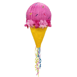 Games & Favors - Pinatas & Party Game Ice Cream Cone 3D Shape Pull String Pinata Each