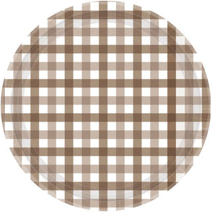 Tableware - Plates Teddy Brown Gingham Paper Plate FSC NPC 23cm 8pk