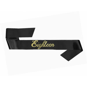 Amscan_OO Badges, Sash & Rosettes 18th Birthday Black Sash 76cm Each