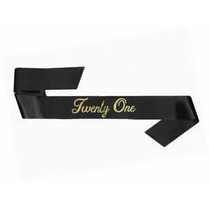 Amscan_OO Badges, Sash & Rosettes 21st Birthday Black Sash 76cm Each