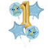 1st Birthday Boy Blue & Gold Balloon Bouquet 5pk