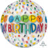 Happy Birthday Rainbow Orbz Foil Balloon 38cm x 40cm Each