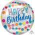 Happy Birthday Rainbow Puffs Orbz Balloon 38cm x 40cm Each