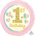 1st Birthday Girl Pink & Gold Foil Balloon 45cm Each