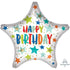 Happy Birthday Stars and Dots Star Foil Balloon 45cm Each