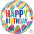 Happy Birthday Striped Burst Foil Balloon 45cm Each