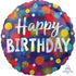 Holographic Iridescent Party Dots Happy Birthday Foil Balloon 45cm Each