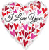 Love You Happy Hearts Foil Balloon 45cm Each