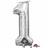 Number 1 Silver Foil Balloon 40cm Each