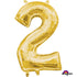 Number 2 Gold Foil Balloon 40cm Each