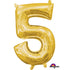 Number 5 Gold Foil Balloon 40cm Each