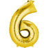 Number 6 Gold Foil Balloon 40cm Each