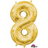 Number 8 Gold Foil Balloon 40cm Each
