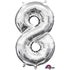 Number 8 Silver Foil Balloon 40cm Each