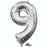 Number 9 Silver Foil Balloon 40cm Each
