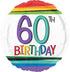 Rainbow Happy Birthday 60th Foil Balloon 45cm Each