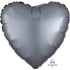 Satin Luxe Graphite Heart Foil Balloon 45cm Each