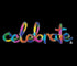 Script Phrase celebrate Rainbow Splash Foil Balloon 149cm x 50cm Each