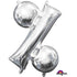 Symbol % Silver Foil Balloon 40cm Each