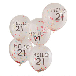 Balloon - Plain Latex Mix It Up Brights 'Hello 21' Balloons