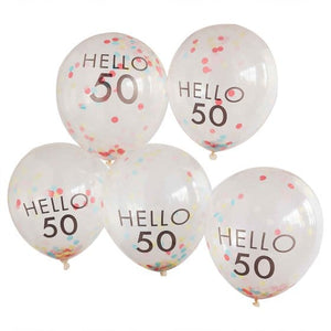 Balloon - Plain Latex Mix It Up Brights 'Hello 50' Balloons