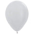 Satin Pearl Silver Latex Balloons 30cm 25pk