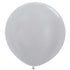 Satin Silver Latex Balloons 60cm 3pk