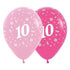 Age 10 Fashion Pink Assorted Latex Balloons 30cm 6pk