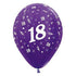 Age 18 Metallic Purple Violet Latex Balloon 30cm 25pk