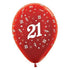 Age 21 Metallic Red Latex Balloon 30cm 25pk