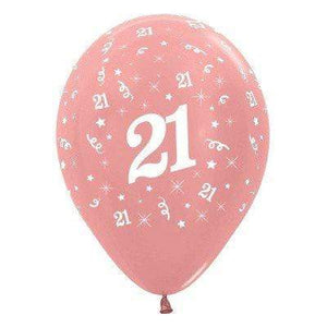 Amscan_OO Balloon - Printed Latex Age 21 Metallic Rose Gold Latex Balloon 30cm 25pk